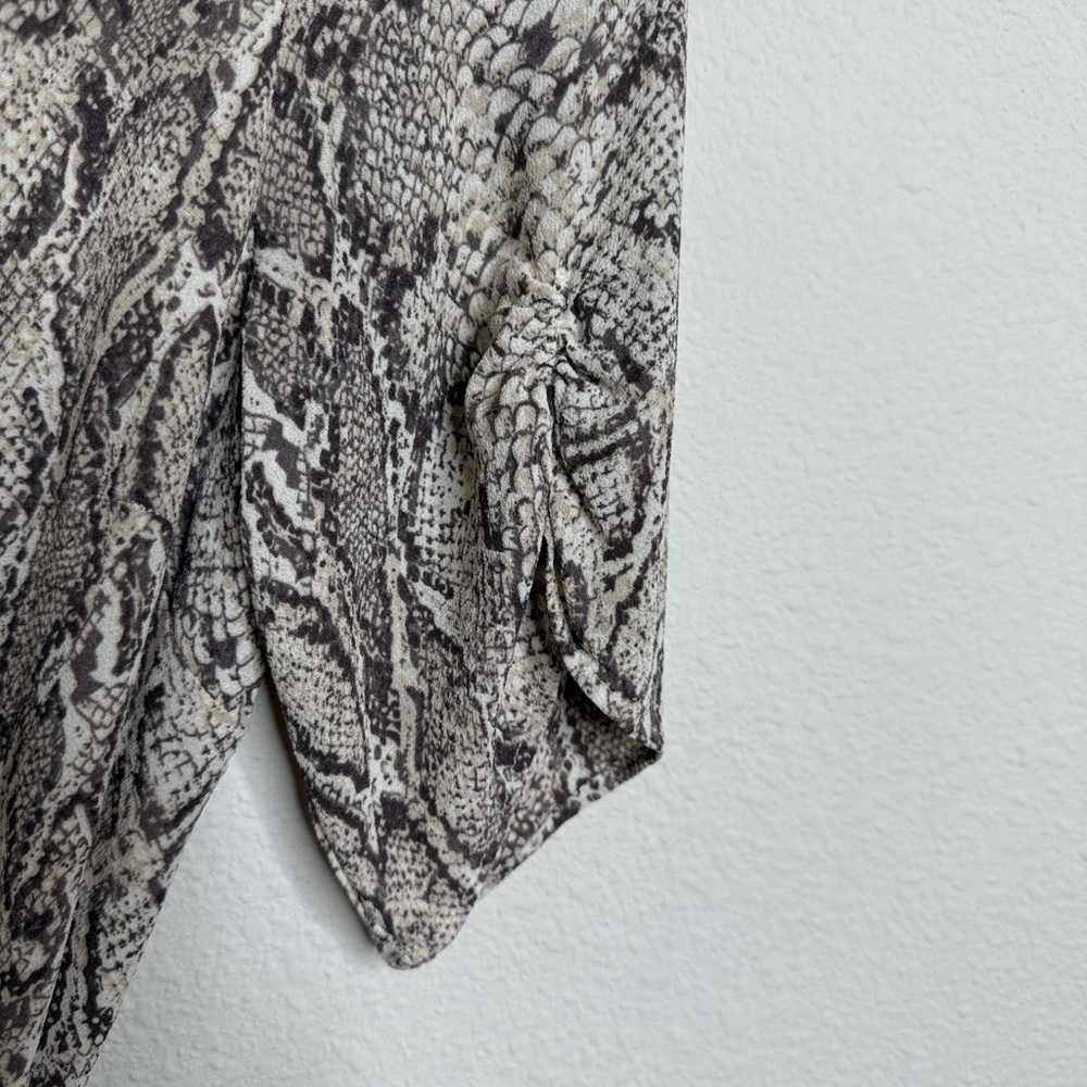 Reformation Monica Wrap Mini Dress Python Snake Print Size Medium PTP-18” - Picture 8 of 16